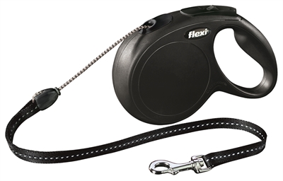 FLEXI rollijn CLASSIC CORD dubbele rem, duurzaam en gebruiksvriendelijk - Zwart - 8 m / tot 20 kg