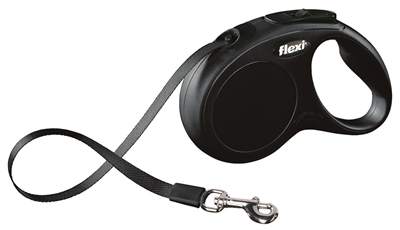 FLEXI rollijn Classic Tape - dubbele remtechniek, duurzaam, 5 m - zwart - S (tot 15 kg)