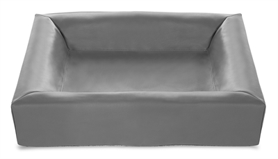 BIA Hondenmand Bia-3 Polyether kern voor gewichtsverdeling, opstaande rand, kunstleer hoes - Grijs - 70x60x15 cm