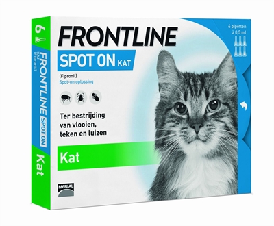 FRONTLINE Kat Spot On 6 pipet | Bescherming tegen vlooien, teken & bijtende luizen - 6 x 0,5 ml