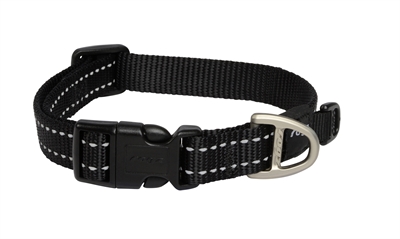 ROGZ FOR DOGS Halsband SNAKE Reflecterende strepen nylon 16 mm - Zwart - M (26-40 cm, 12-22 kg)