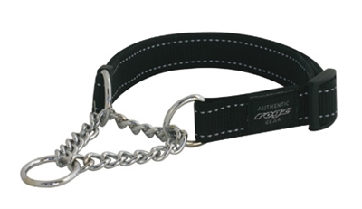 ROGZ FOR DOGS Halfslip halsband Lumberjack Reflecterende nylon 25mm - Zwart - 45-70cm/39-64kg