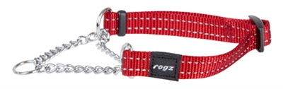 ROGZ FOR DOGS Halfslip halsband Snake Hoogwaardig nylon, reflecterende strepen - Rood - 31-45 cm / 39-64 kg