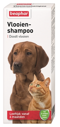 BEAPHAR Vlooienshampoo Hond/Kat dubbel effect doodt en beschermt (permethrin) - kortharig - 200 ml