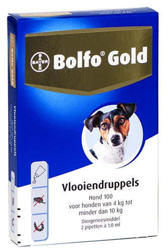 BOLFO Vlooiendruppels Hond GOLD Imidacloprid direct werkend, 4 weken bescherming, geschikt 4–10 kg - Ongekleurd - 2 pipetten