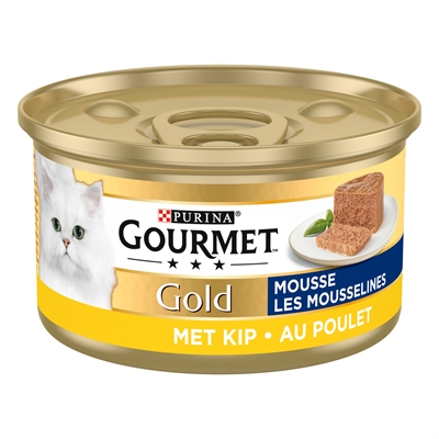 GOURMET Kattenvoer Mousse GOLD Fijne Mousse Kip Volwaardige complete voeding - Goud - 85 g