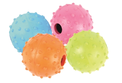 HAPPY PET Rubber speelbal met bel Natuurrubber, noppenstructuur en belgeluid - 5,5 cm