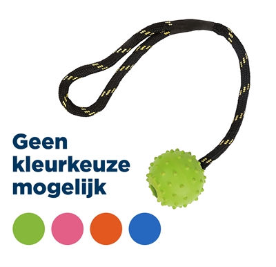 HAPPY PET Speelbal met touw Tough Toys Floater - Drijvend, Natuurrubber, Handvat voor apporteren - Assorti - M 37,5x5x5 cm