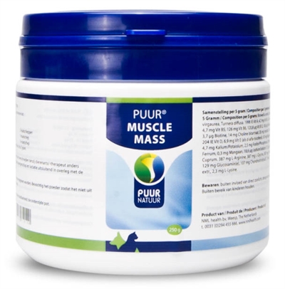 PUUR NATUUR Aanvullende diervoeding PUUR MUSCLE MASS Spieropbouw & uithoudingsvermogen, ondersteunt spieren/pezen - Hond & Kat - 250 g