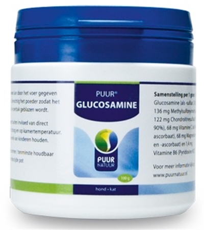 PUUR NATUUR Voedingssupplement Puur Glucosamine - Glucosamine + Chondroïtine + MSM voor hond & kat - 100 g