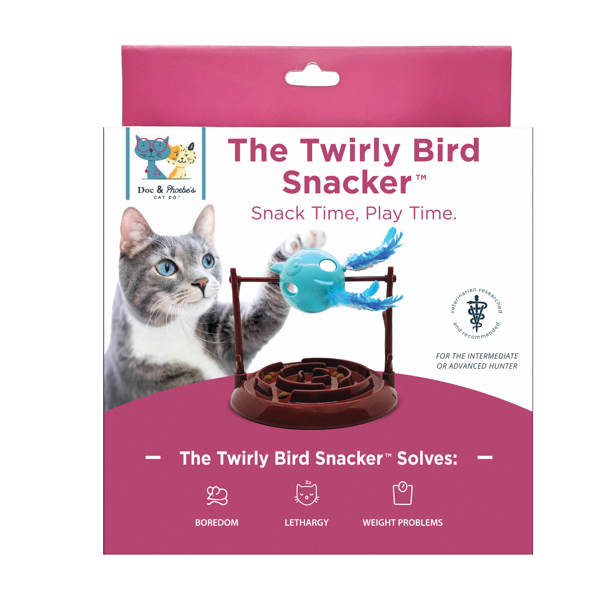 Doc & Phoebe's Kattenpuzzelspeelgoed Twirly Bird Snacker – Default