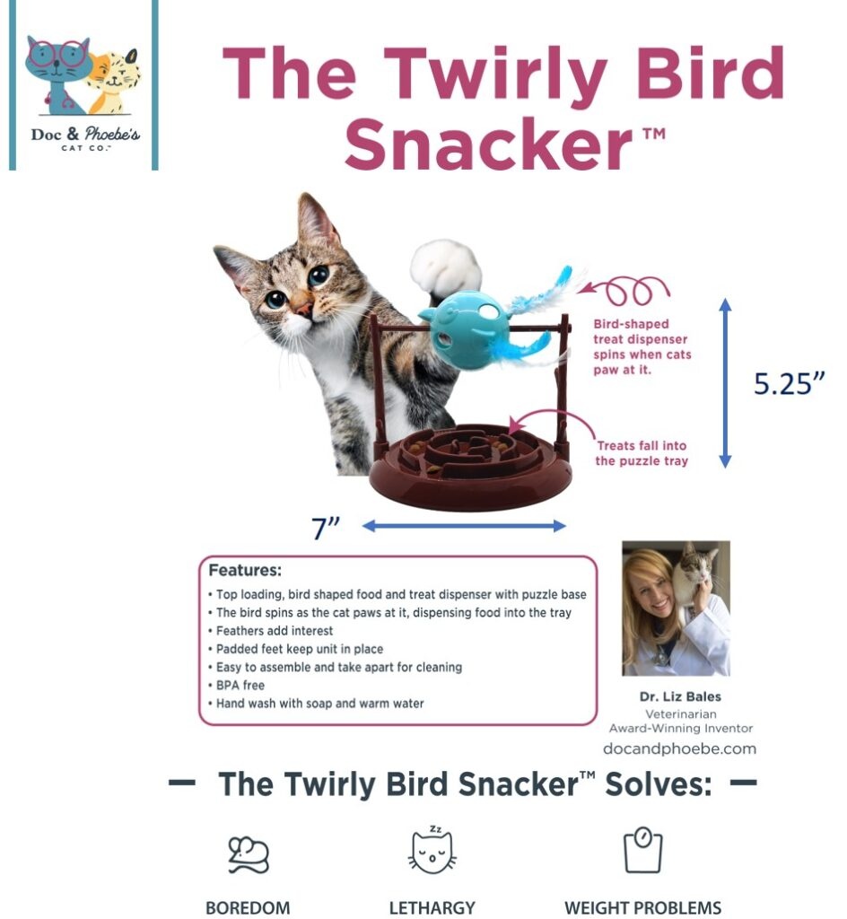 Doc & Phoebe's Kattenpuzzelspeelgoed Twirly Bird Snacker – Default