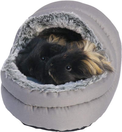 ROSEWOOD Knaagdierbed SNUGGLES Tweezijdig bed Zacht pluche holletje Wasbaar 30°C - Grijs - 24x23x21 cm