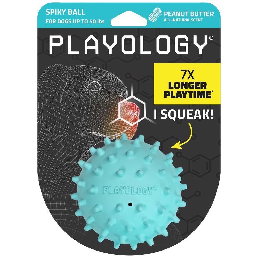 Spikey Squeaky Chew Ball - Peanut Butter - Medium