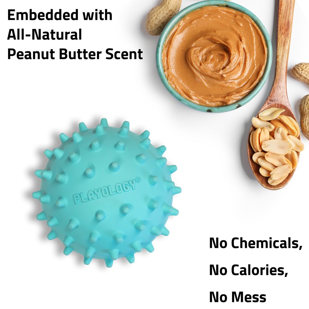 Spikey Squeaky Chew Ball - Peanut Butter - Medium