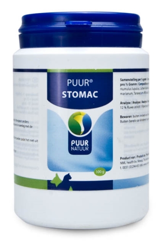 PUUR NATUUR Maagsupplement STOMAC (MAAG) voor hond & kat - Ondersteunt gezonde maagfunctie, vermindert gasvorming - Naturel - 100 g
