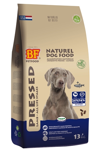 BF PETFOOD Hondenvoer Geperst Lam/Rijst Premium Koudgeperst, Hypoallergeen, Met zalmolie - 13,5 kg