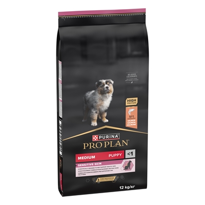 PRO PLAN Puppyvoer PUPPY MEDIUM SENSITIVE SKIN SensiDerma, beperkte eiwitbronnen, ProImmune - 12 kg