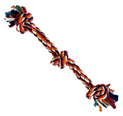 HAPPY PET Tugger TWIST-TEE 3 KNOOP Gerecyclede t-shirtstof, Zonder flostouw, Reinigt gebit - Multicolor - M/33 cm