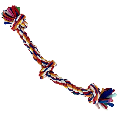 HAPPY PET Tugger TWIST-TEE 3 KNOOP Gerecyclede t-shirtstof, Zonder flostouw, Reinigt gebit - Multicolor - M/33 cm