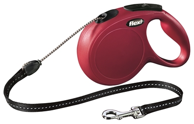FLEXI Rollijn Classic Cord Dubbele remtechniek | 8 m bereik | tot 20 kg - Rood - M