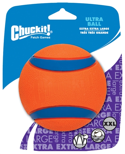 CHUCKIT Bal ULTRA BAL Hoog stuiterend, drijft op water en slijtvast rubber - Oranje/Blauw - Ø 10 cm