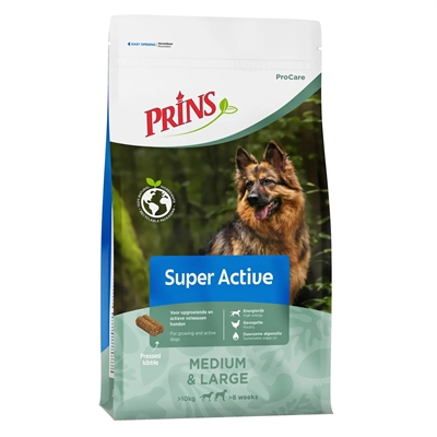 PRINS Hondenvoeding ProCare Super Active - Extra energie en essentiële vetzuren voor actieve/drachtige honden - Naturel - 20 kg