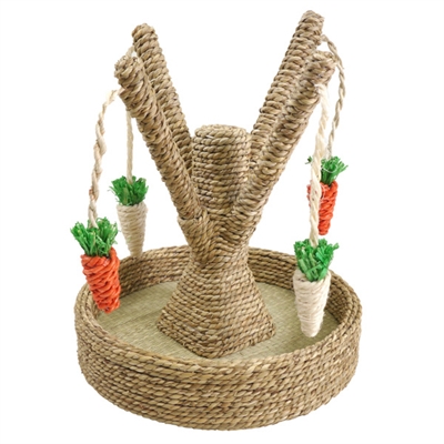 ROSEWOOD Speelboom Wortels voor knaagdieren - Natuurlijk zeegras, kauw- & krabmateriaal, swingeende nepgroenten - 40 cm