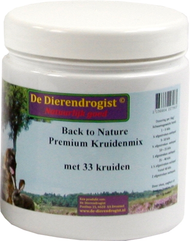 DIERENDROGIST Hondenkruiden Back to Nature Premium 33-kruidenmix - Ondersteunt spijsvertering en stofwisseling - Naturel - 450 g
