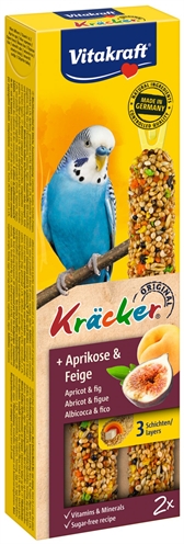 VITAKRAFT Parkiet Kracker Fruit 3x gebakken natuurhouten stokje Vitamines zonder anti-oxidanten - Fruitmix - 2 stuks