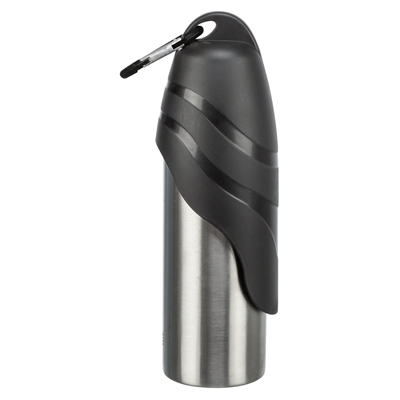TRIXIE DRINKFLES RVS MET PLASTIC DRINKBAKJE ZWART