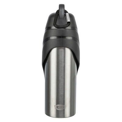 TRIXIE DRINKFLES RVS MET PLASTIC DRINKBAKJE ZWART
