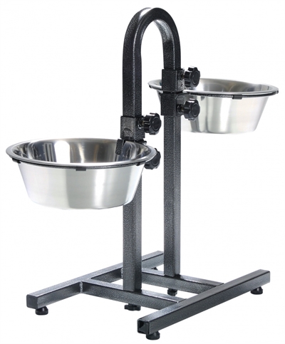 TRIXIE Voerstandaard H Standaard Individueel verstelbaar - Individueel verstelbare H-vorm, 2×2,8 L - Zwart - max 43 cm