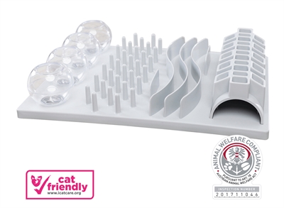 TRIXIE Cat Activity Fun Bord Activiteitenbord 5 spelletjes – voerzoekspel & anti-schrok met antislip - 40x30 cm