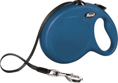 FLEXI Rollijn Classic Tape - dubbele remtechniek, duurzaam kunststof houder - Blauw - L 8 m / tot 50 kg