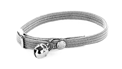 MARTIN Halsband Kat Elastisch Nylon Veiligheidsstretch met Belletje - Grijs - 30x1 cm