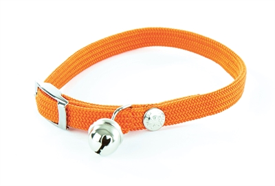 MARTIN Halsband kat Elastisch Nylon Veilig uitrekbaar met belletje - Oranje - 30x1 cm
