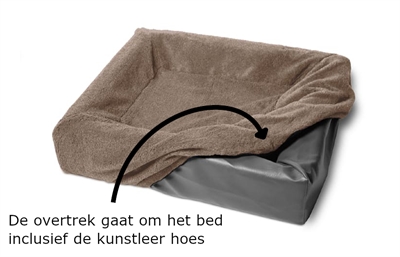 BIA Fleece hoes hondenmand Bia-7 perfecte pasvorm, isolerend & vochtopnemend - Taupe - 120x100x15 cm