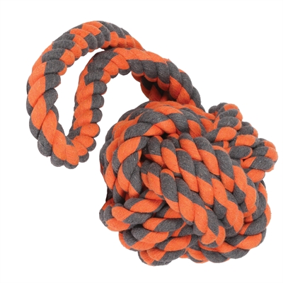HAPPY PET | Kauw- & trekbal Nuts for Knots Extreme Bal Tugger Stevig voor kauwers, Reinigt tanden, Lus voor trekspel - Rood/grijs - Ø20 cm, 60 cm
