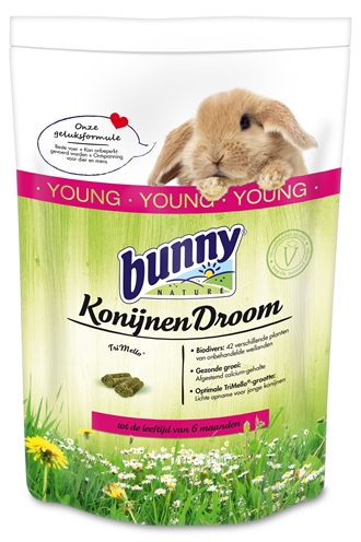 BUNNY NATURE Konijnendroom Young Volledig konijnenvoer 3-Vezel-Mix, gebits- en darmondersteunend - 1,5 kg