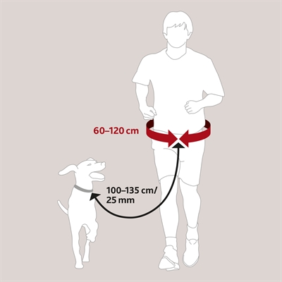 TRIXIE Heupriem met jogginglijn Pro Schokdempend anti-knoop met reflectie en opbergvakjes - Zwart - Taille 60-120 cm / Lijn 100-135 cm