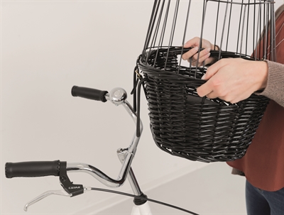 TRIXIE Fietsmand voorop Wilgen Met metalen kap & velours kussen - Zwart - 50x35x41 cm, max 5 kg