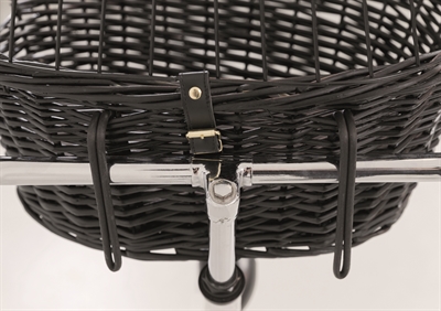 TRIXIE Fietsmand voorop Wilgen Met metalen kap & velours kussen - Zwart - 50x35x41 cm, max 5 kg