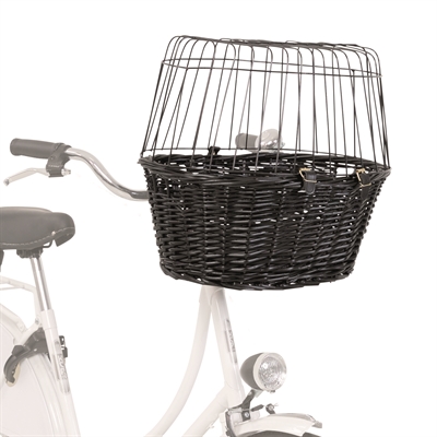 TRIXIE Fietsmand voorop Wilgen Met metalen kap & velours kussen - Zwart - 50x35x41 cm, max 5 kg