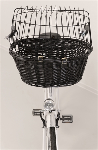 TRIXIE Fietsmand voorop Wilgen Met metalen kap & velours kussen - Zwart - 50x35x41 cm, max 5 kg
