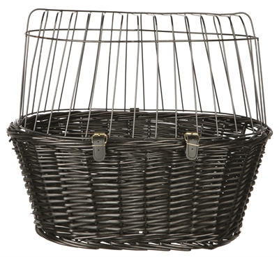 TRIXIE Fietsmand voorop Wilgen Met metalen kap & velours kussen - Zwart - 50x35x41 cm, max 5 kg