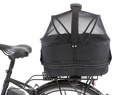 TRIXIE FIETSMAND ACHTEROP ZWART MET KUSSEN EN KAP