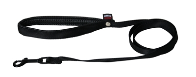MARTIN Nylon hondenriem Looplijn Comfortabele grip & musketonhaak - Zwart - 2,5x120 cm (L)
