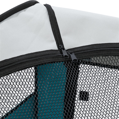 TRIXIE Enclos pour petits animaux Turquoise/Gris - Pliable avec sac de transport - Fond amovible - Filet amovible & poches latérales - 130x130x55 cm