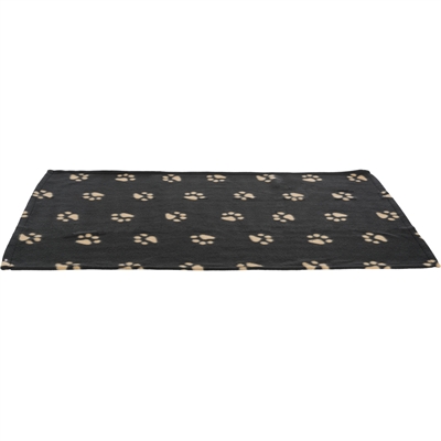 TRIXIE Hondendeken Beany Zacht, beschermt meubels, pootjesprint - Zwart met beige - 100x70 cm